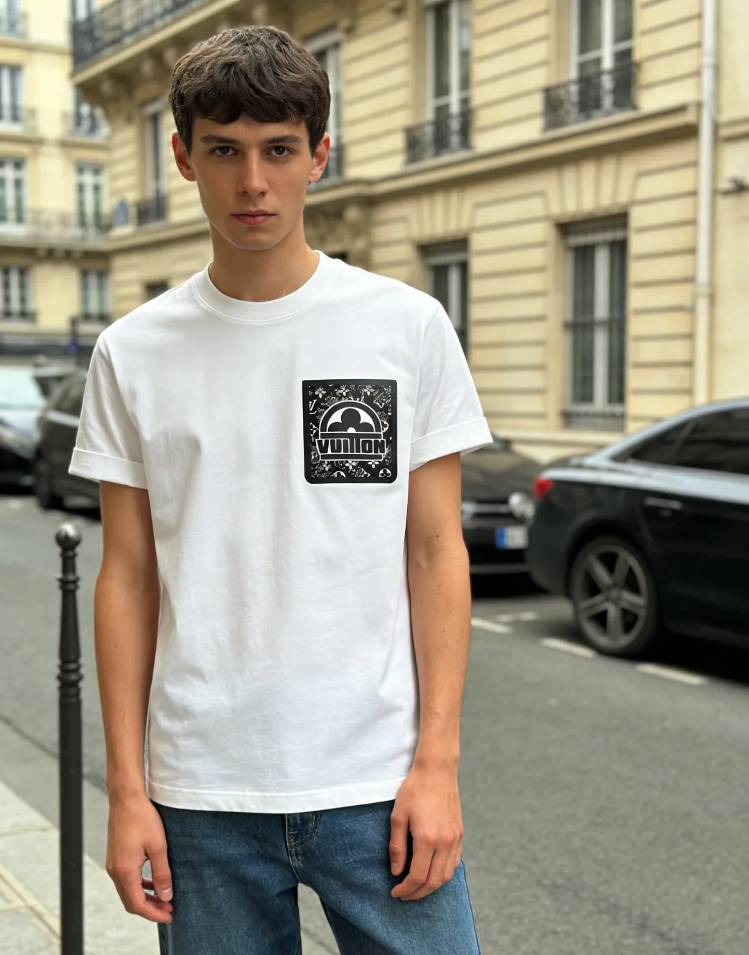 Louis Vuitton/Louis Vuitton presbyopic fake pocket printed short sleeves